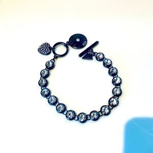 Guess Rhinestone Heart Tag Bracelet
